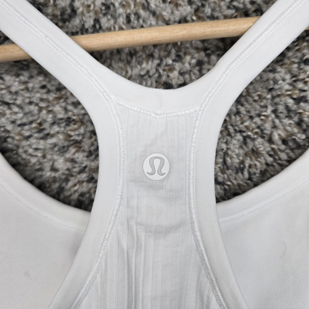 Lululemon Top Womens 12 White Ebb To Street Tank II Stretch Yoga Racerback - Picture 7 of 8